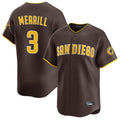 Ldoa S.Diego Padres #3 Jackson Merrill Player Brown Home Limited Stitched Jerseys
