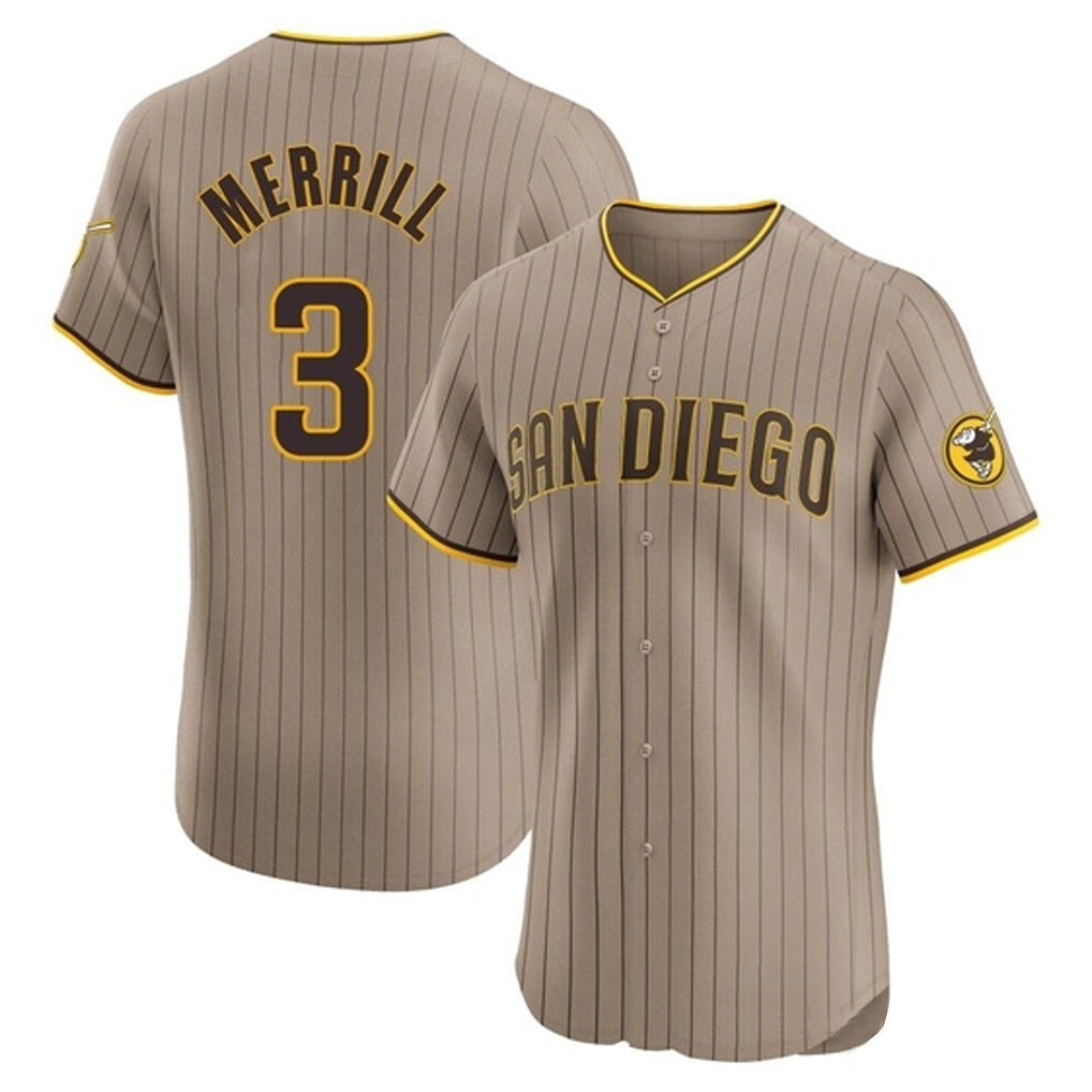 Ldoa S.Diego Padres #3 Jackson Merrill Player Khaki Home Limited Elite Stitched Jerseys