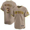 Ldoa S.Diego Padres #3 Jackson Merrill Player Khaki Home Limited Stitched Jerseys