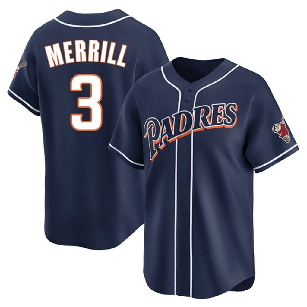 Ldoa S.Diego Padres #3 Jackson Merrill Player Navy Cooperstown Collection Limited Home Stitched Jerseys