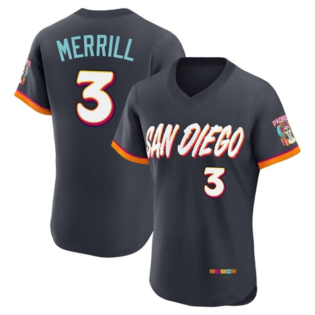 Ldoa S.Diego Padres #3 Jackson Merrill Player Obsidian 2026 City Connect Home Limited Elite T-shirt Stitched Jerseys