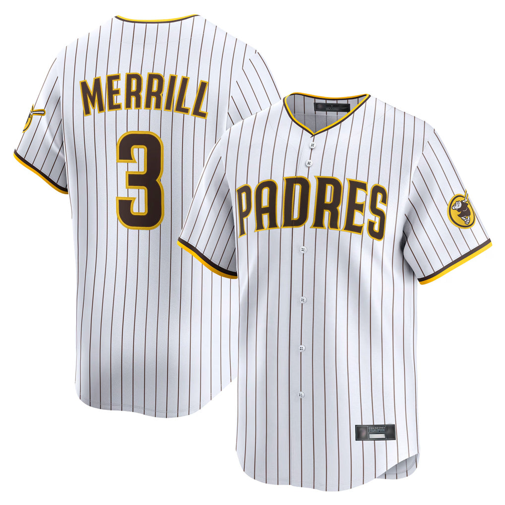 Ldoa S.Diego Padres #3 Jackson Merrill Player White Home Limited Stitched Jerseys