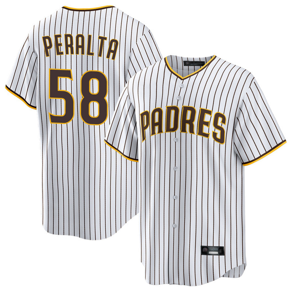 Ldoa S.Diego Padres #58 Wandy Peralta Player White Home Game Stitched Jerseys