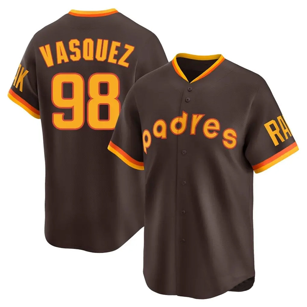 Ldoa S.Diego Padres #98 Randy Vasquez Player Brown Home Cooperstown Collection Replica Game Stitched Jerseys