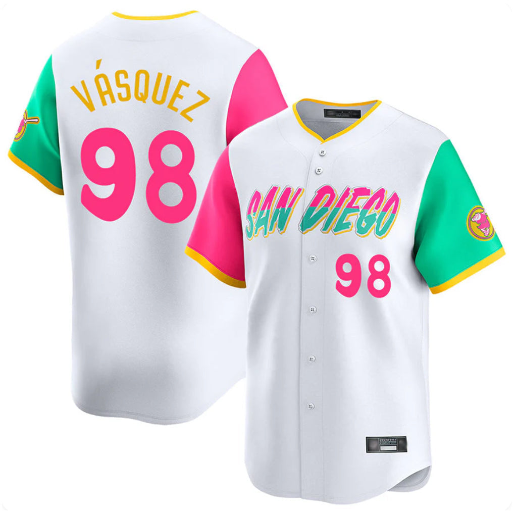 Ldoa S.Diego Padres #98 Randy Vasquez Player White City Connect Home Limited Stitched Jerseys