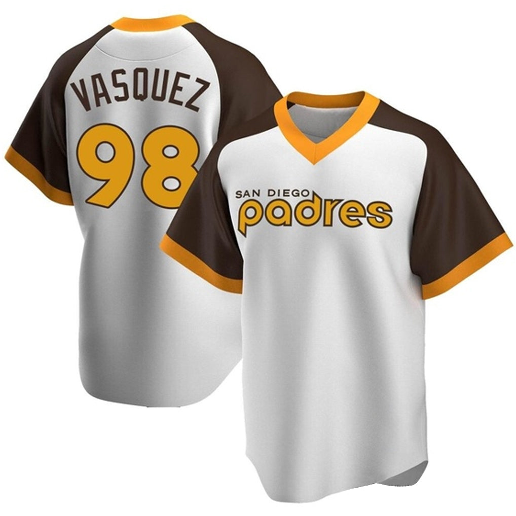 Ldoa S.Diego Padres #98 Randy Vasquez Player White Home Cooperstown Collection Replica Game Stitched Jerseys