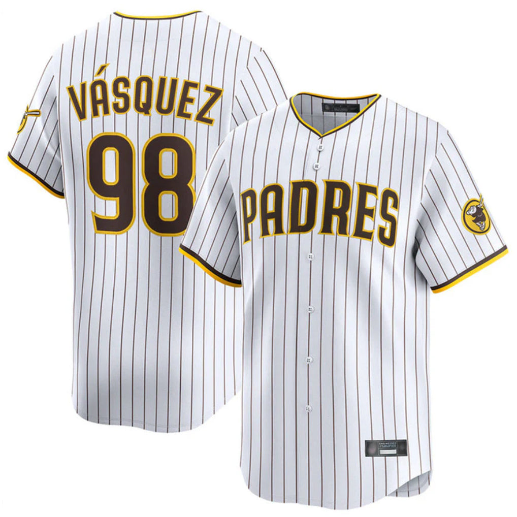 Ldoa S.Diego Padres #98 Randy Vasquez Player White Home Limited Stitched Jerseys