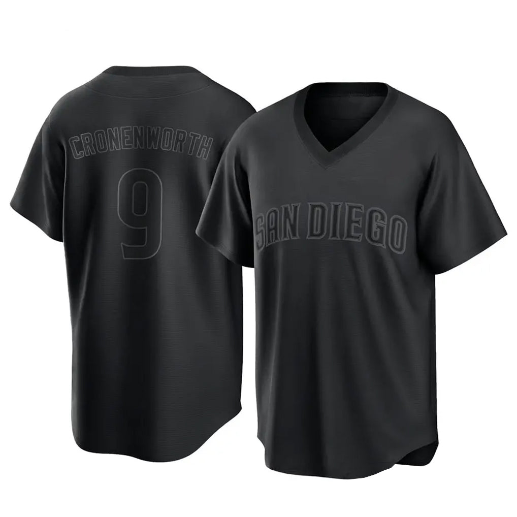 Ldoa S.Diego Padres #9 Jake Cronenworth Player Black Pitch Fashion Game T-shirt Stitched Jerseys