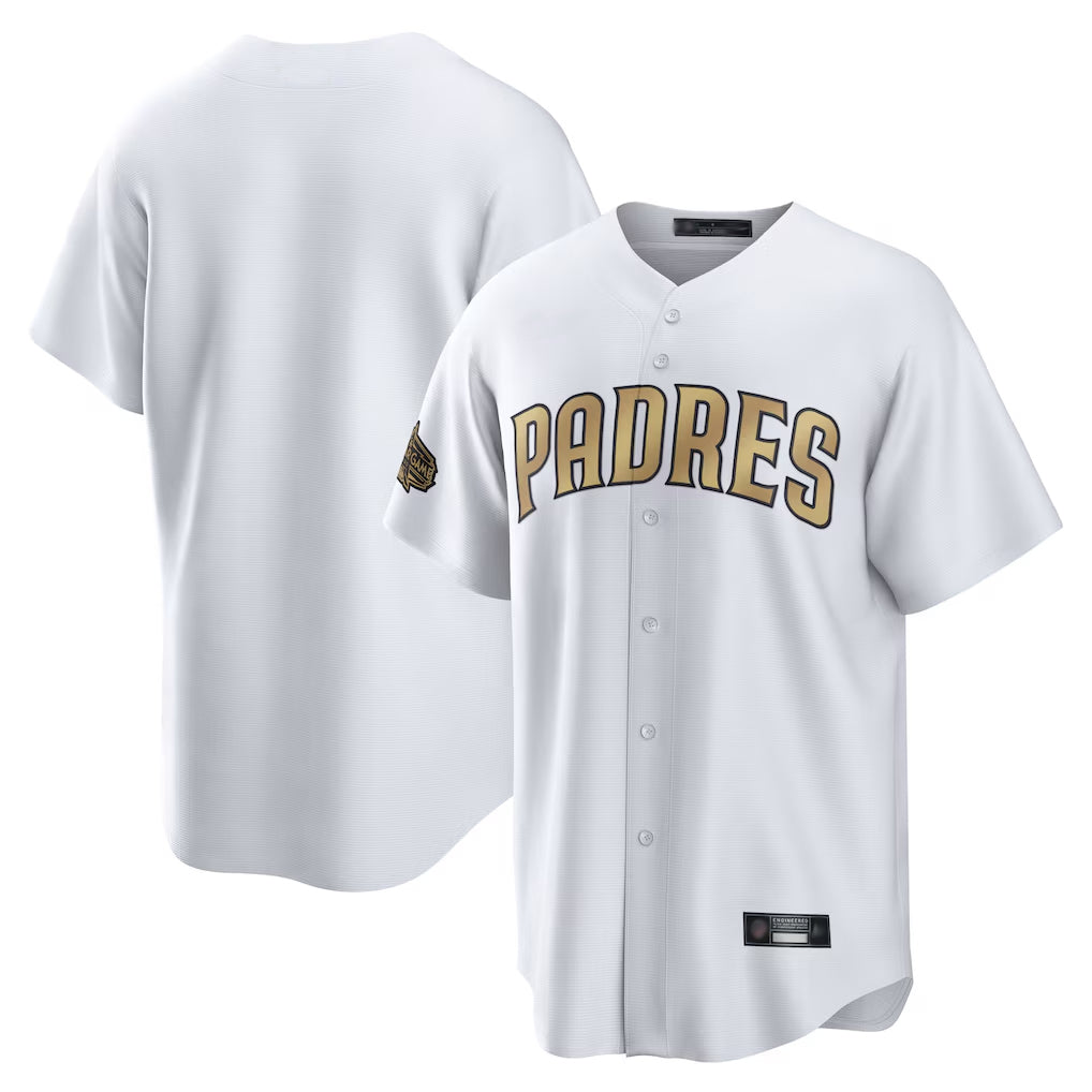 Ldoa S.Diego Padres Blank Player Gold Replica All-Star Game White Stitched Jerseys
