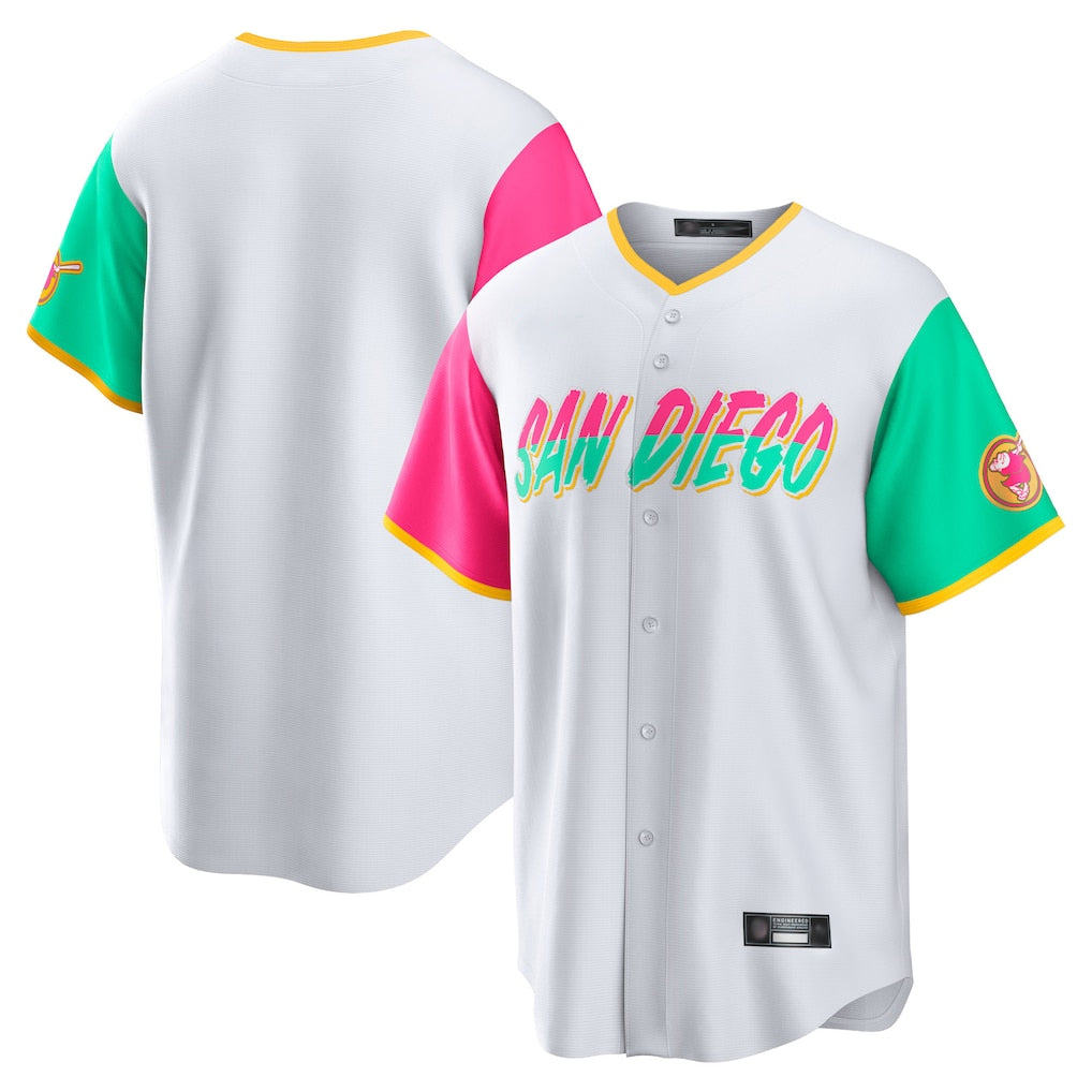 Ldoa S.Diego Padres Blank Player White City Connect Home Game Stitched Jerseys