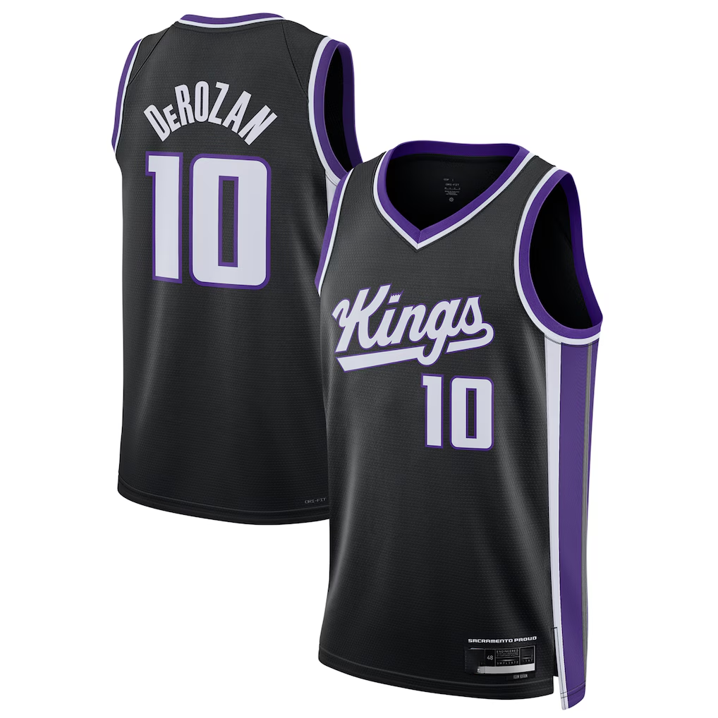 Ldoa S.Kings #10 DeMar DeRozan Black Swingman Player Jerseys - Icon Edition