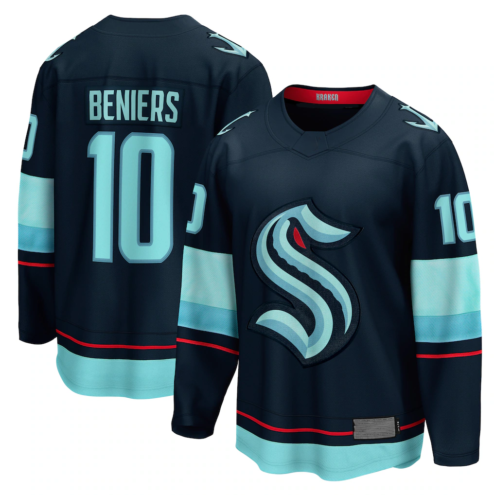 Tuec S.Kraken #10 Matty Beniers Deep Sea Blue Premier Breakaway Player Jerseys