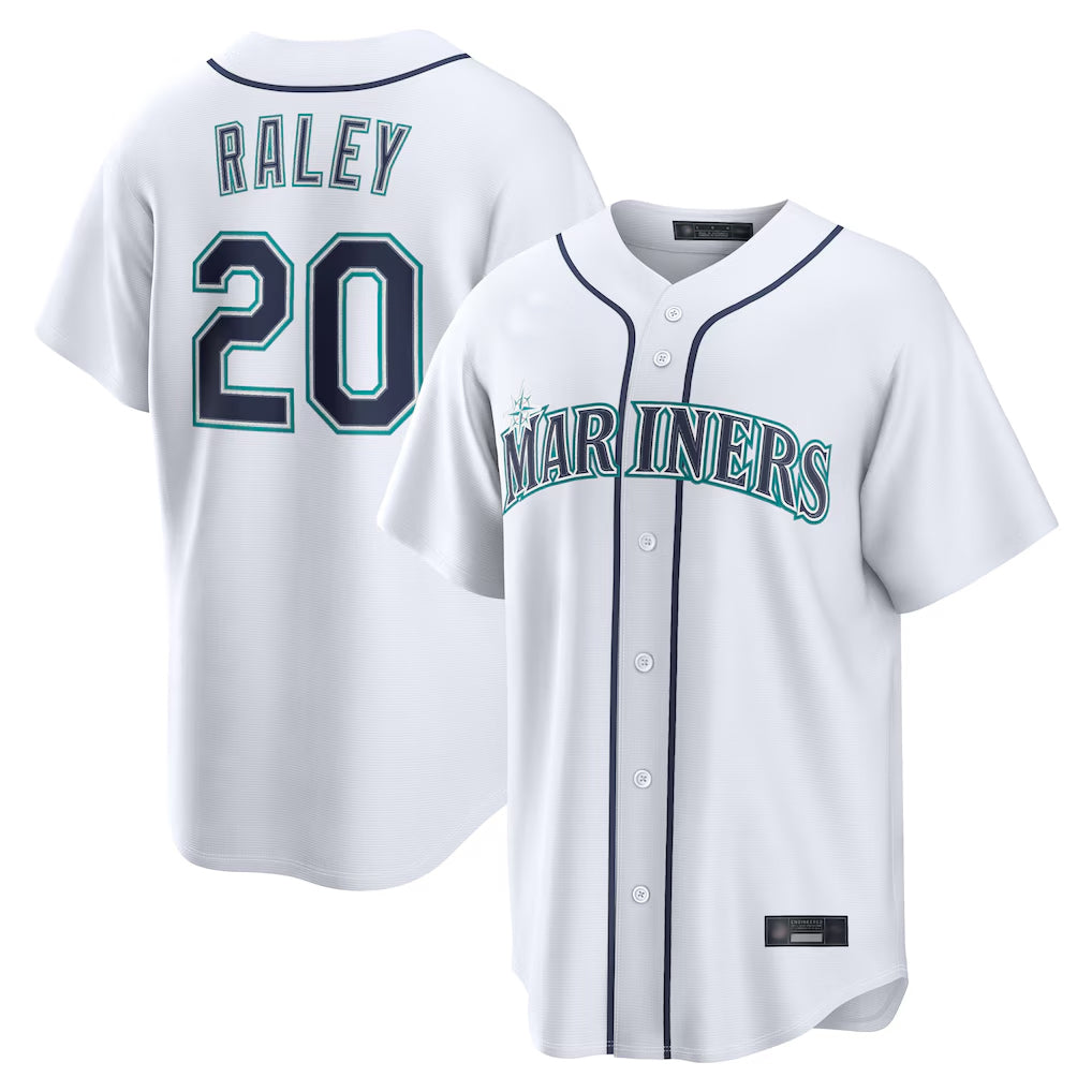 Ldoa S.Mariners #20 Luke Raley Player White Home Game Stitched Jerseys