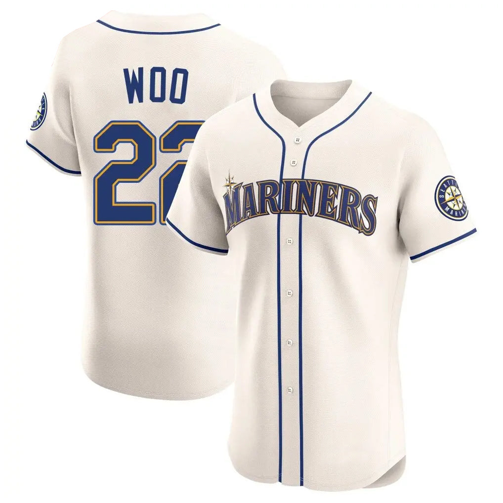 Ldoa S.Mariners #22 Bryan Woo Player Cream Home Limited Elite Stitched Jerseys