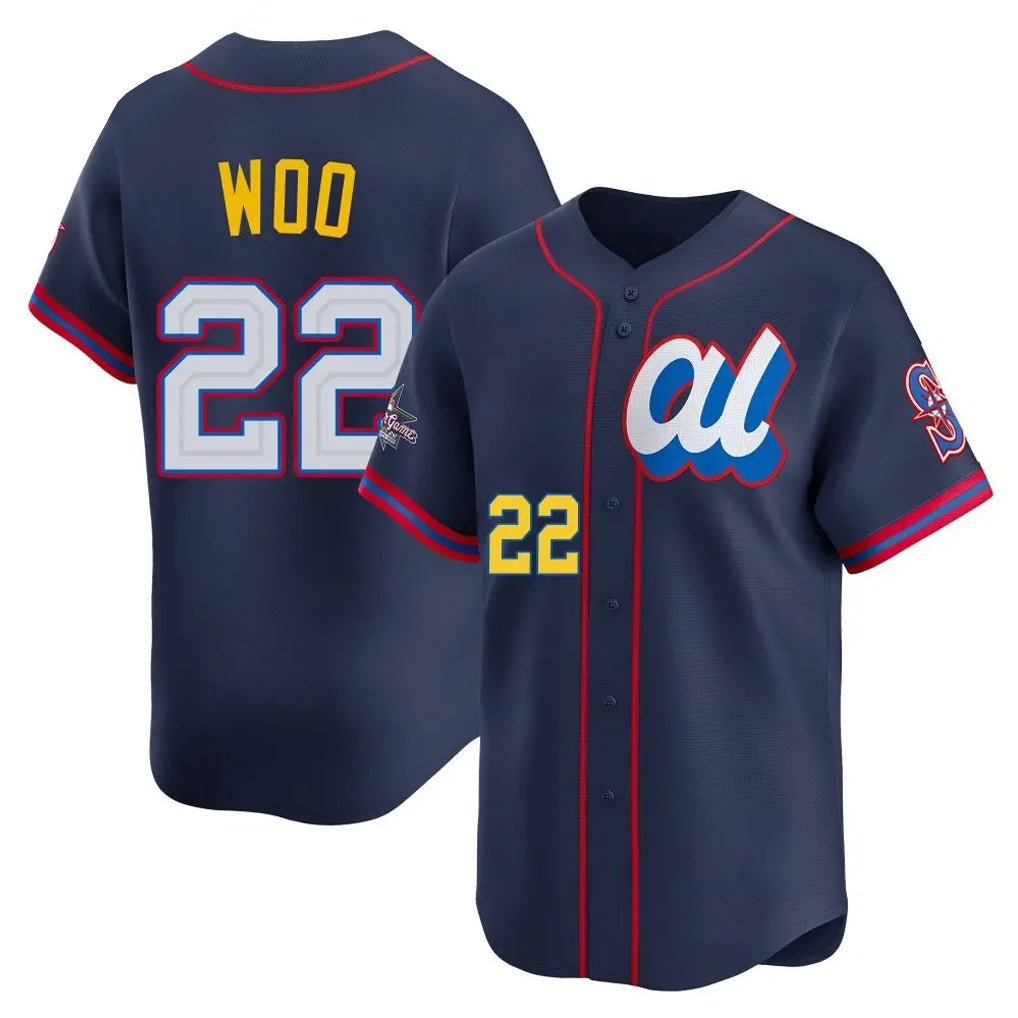 Ldoa S.Mariners #22 Bryan Woo Player Navy American League All-Star Edition Limited Stitched Jerseys