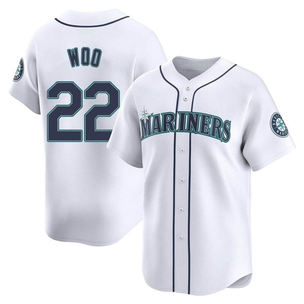 Ldoa S.Mariners #22 Bryan Woo Player White Home Limited Stitched Jerseys