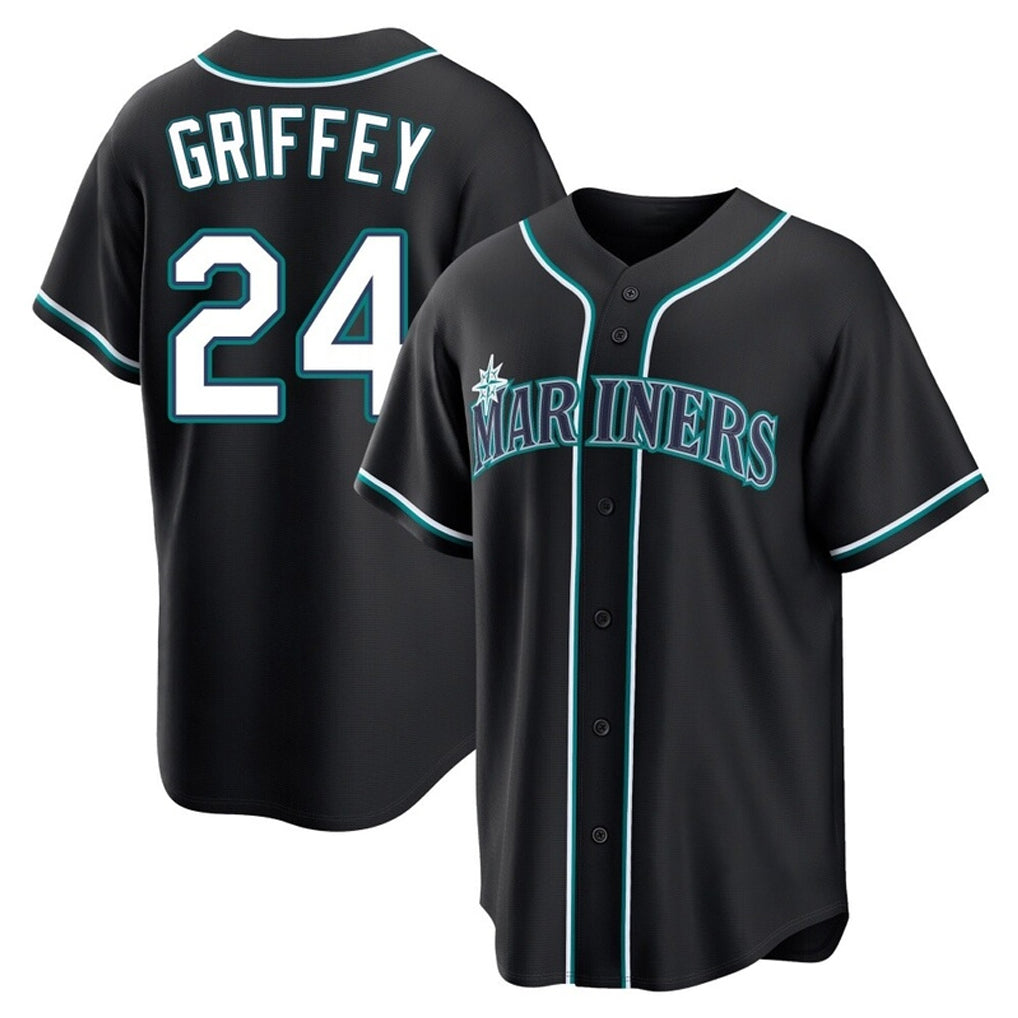 Ldoa S.Mariners #24 Ken Griffey Jr Player Black Fashion Home Limited Stitched Jerseys