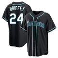 Ldoa S.Mariners #24 Ken Griffey Jr Player Black Fashion Home Limited Stitched Jerseys