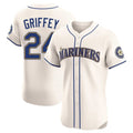 Ldoa S.Mariners #24 Ken Griffey Jr Player Cream Home Limited Elite Stitched Jerseys