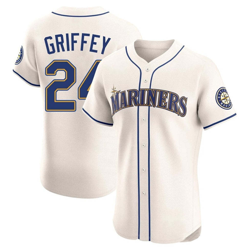 Ldoa S.Mariners #24 Ken Griffey Jr Player Cream Home Limited Elite Stitched Jerseys