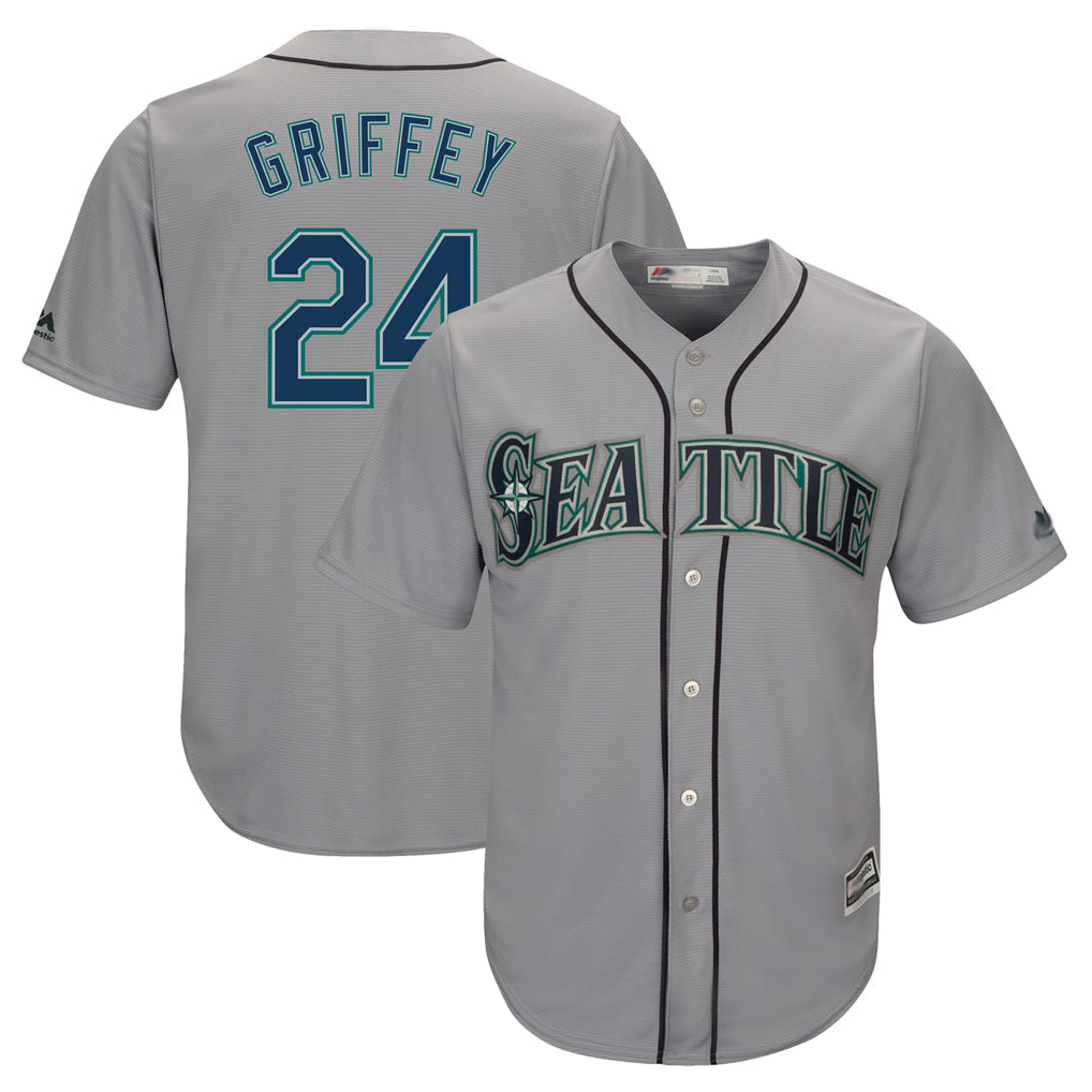 Ldoa S.Mariners #24 Ken Griffey Jr Player Gray Cool Base Home Game Stitched Jerseys