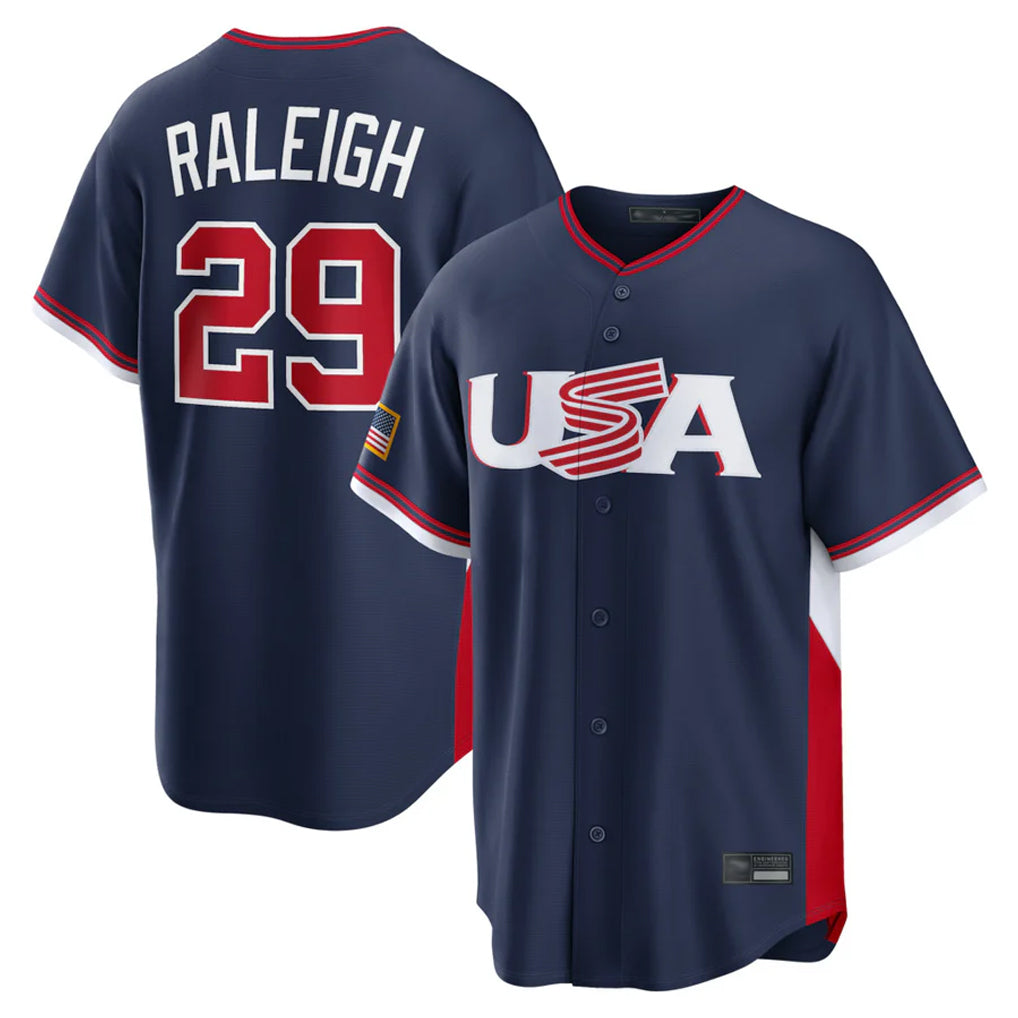 Ldoa S.Mariners #29 Cal Raleigh Player Navy USA 2026 World Classic Game Stitched Jerseys