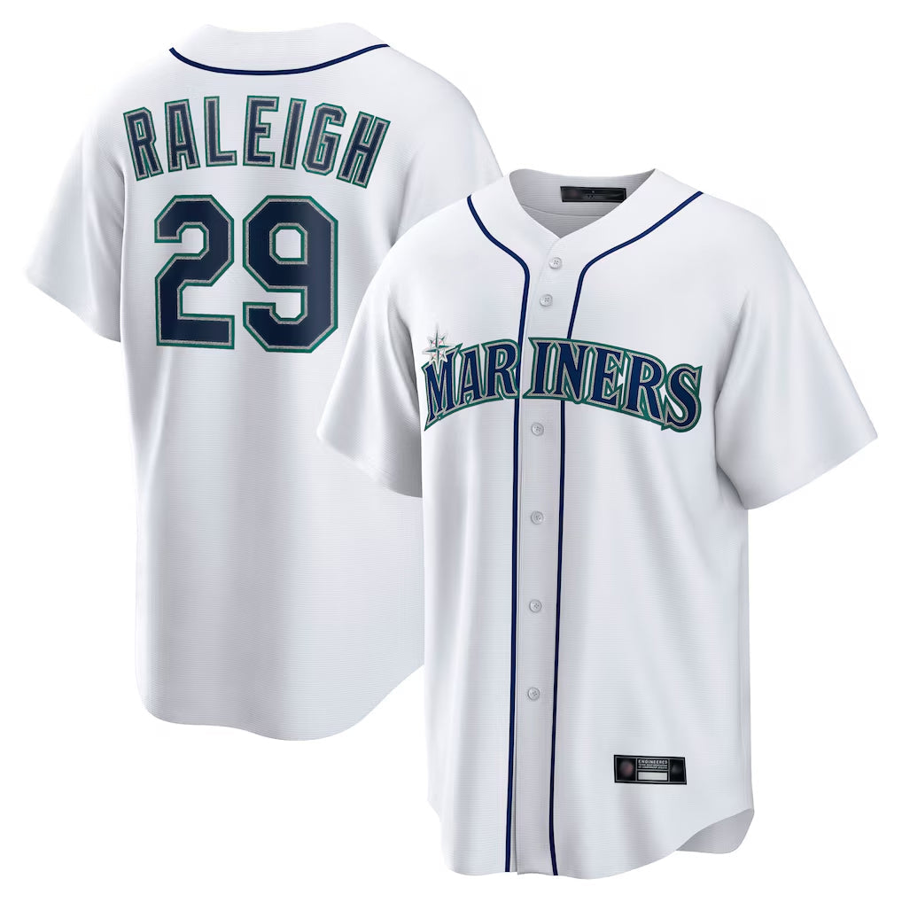 Ldoa S.Mariners #29 Cal Raleigh Player White Home Game Stitched Jerseys