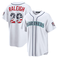 Ldoa S.Mariners #29 Cal Raleigh White USA 250 Fourth of July Home Stadium Jersey