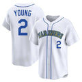 Ldoa S.Mariners #2 Cole Young Player White Throwback Cooperstown Collection Limited Game Stitched Jerseys