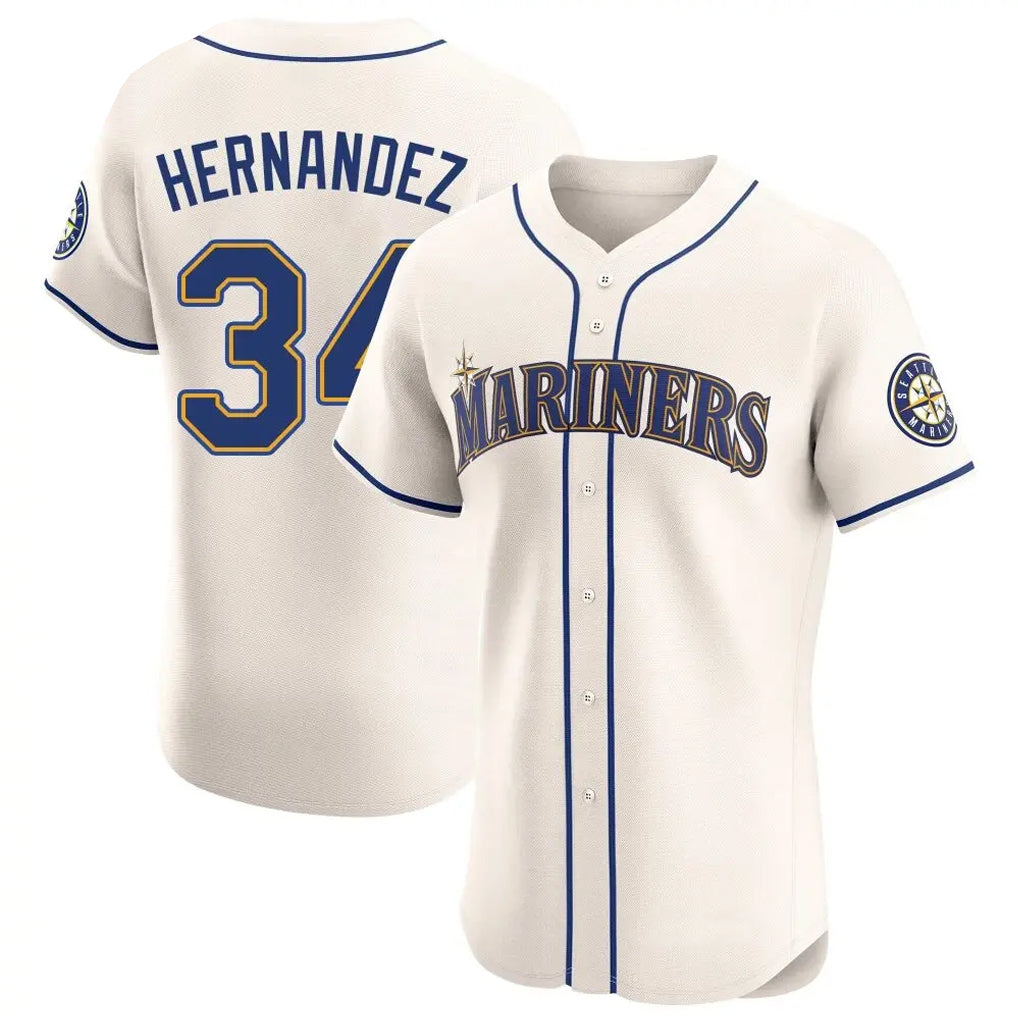 Ldoa S.Mariners #34 Felix Hernandez Player Cream Home Limited Elite Stitched Jerseys