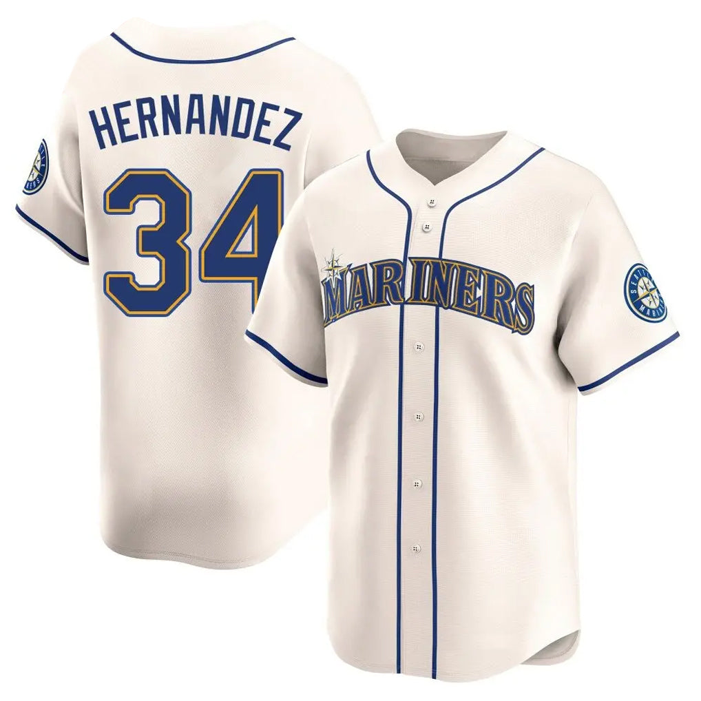 Ldoa S.Mariners #34 Felix Hernandez Player Cream Home Limited Stitched Jerseys