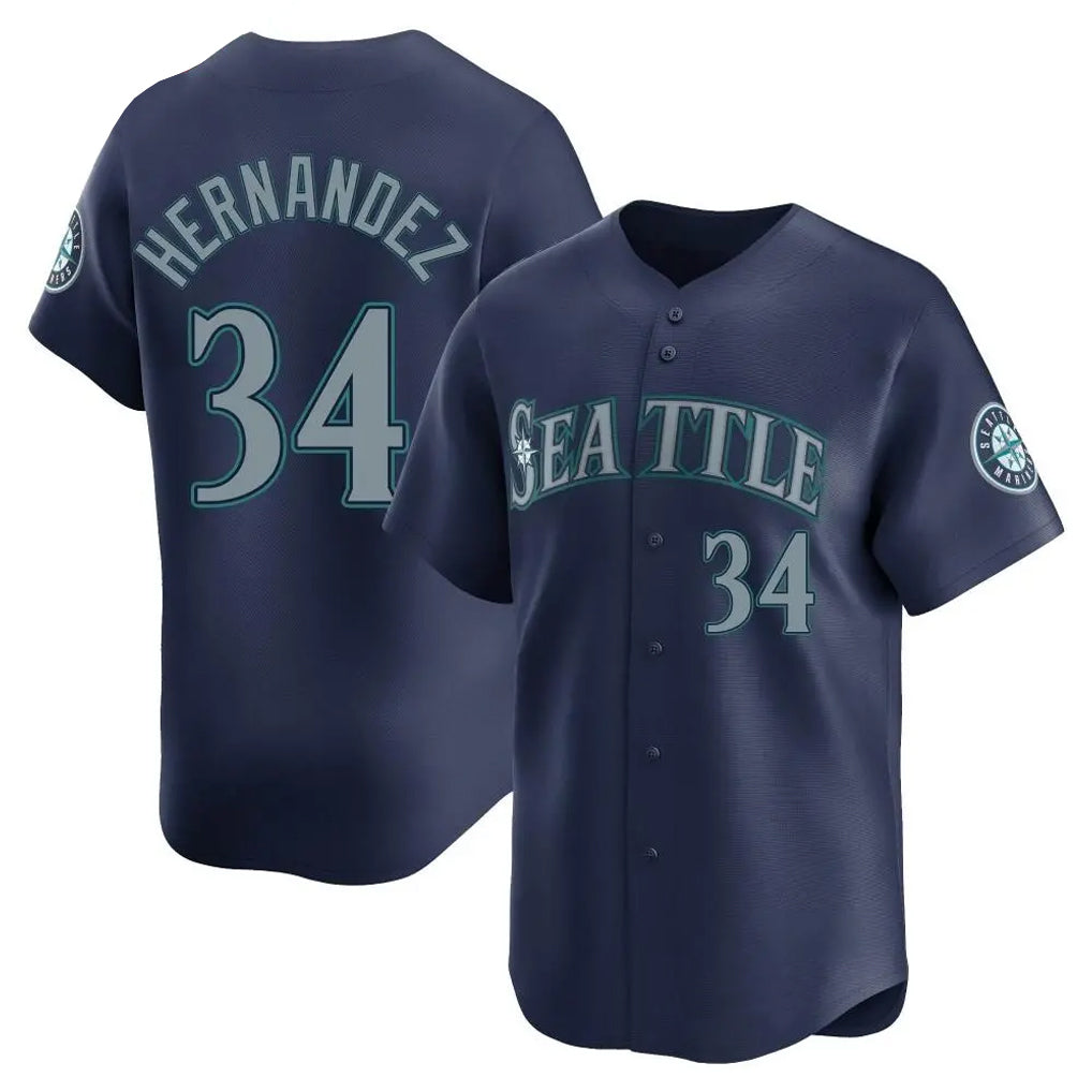 Ldoa S.Mariners #34 Felix Hernandez Player Navy Home Limited Stitched Jerseys