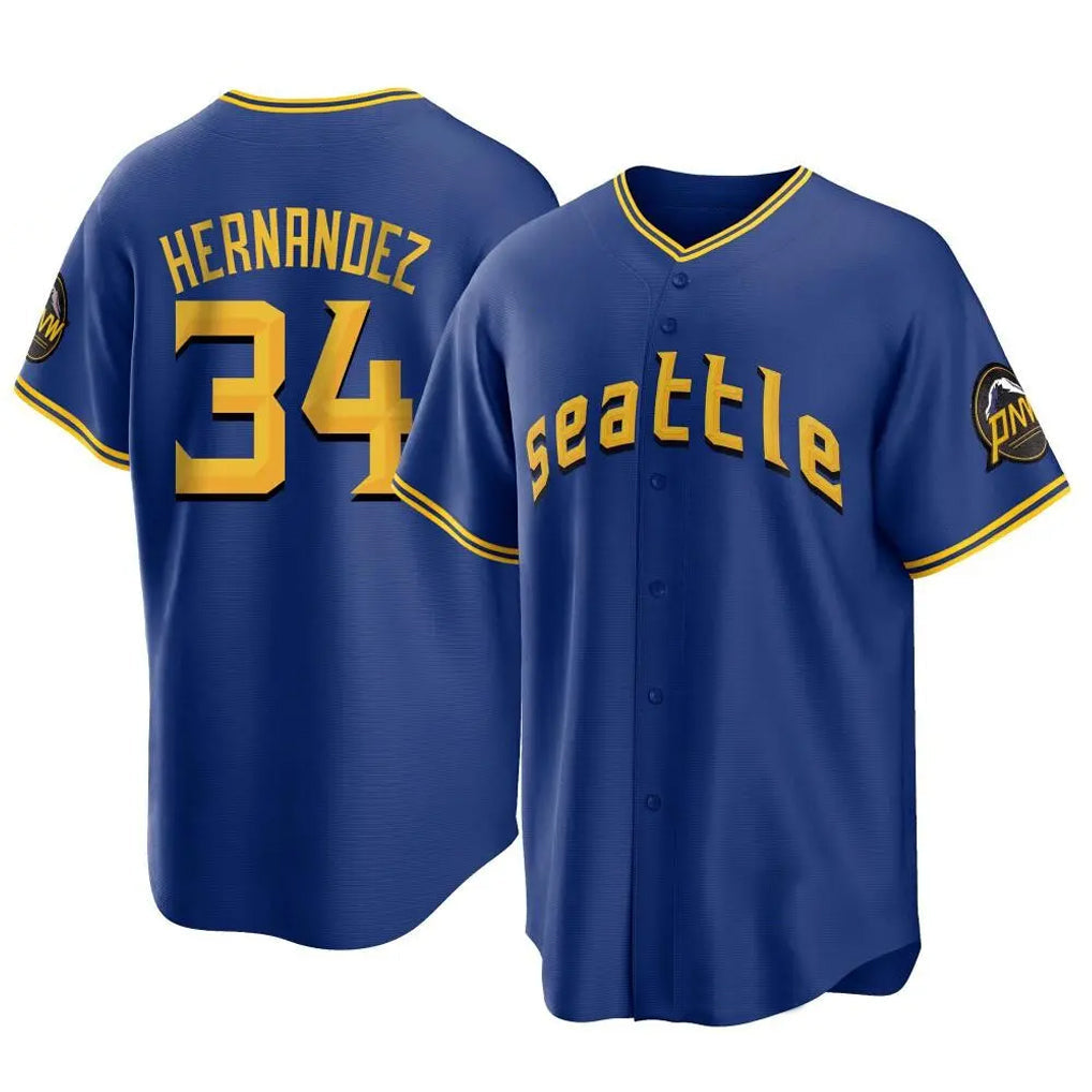 Ldoa S.Mariners #34 Felix Hernandez Player Royal City Connect Home Game Stitched Jerseys