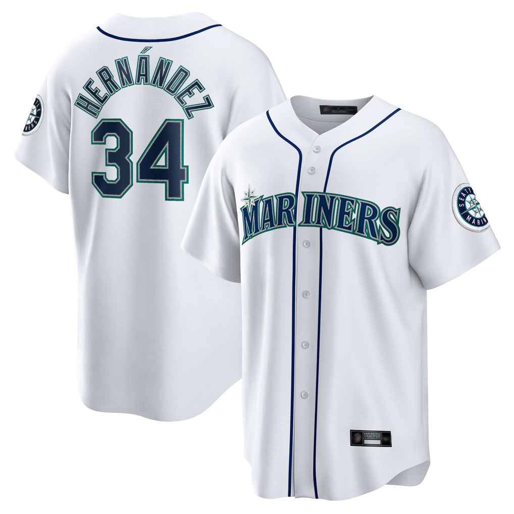 Ldoa S.Mariners #34 Felix Hernandez Player White Home Game Stitched Jerseys