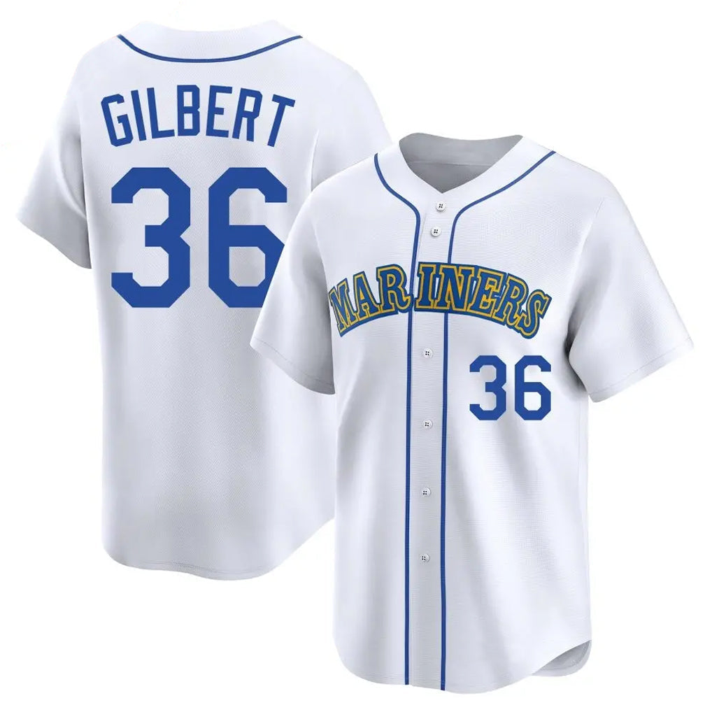 Ldoa S.Mariners #36 Logan Gilbert Player White Throwback Cooperstown Collection Limited Game Stitched Jerseys