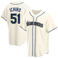 Ldoa S.Mariners #51 Ichiro Suzuki Player Cream Home Game Stitched Jerseys