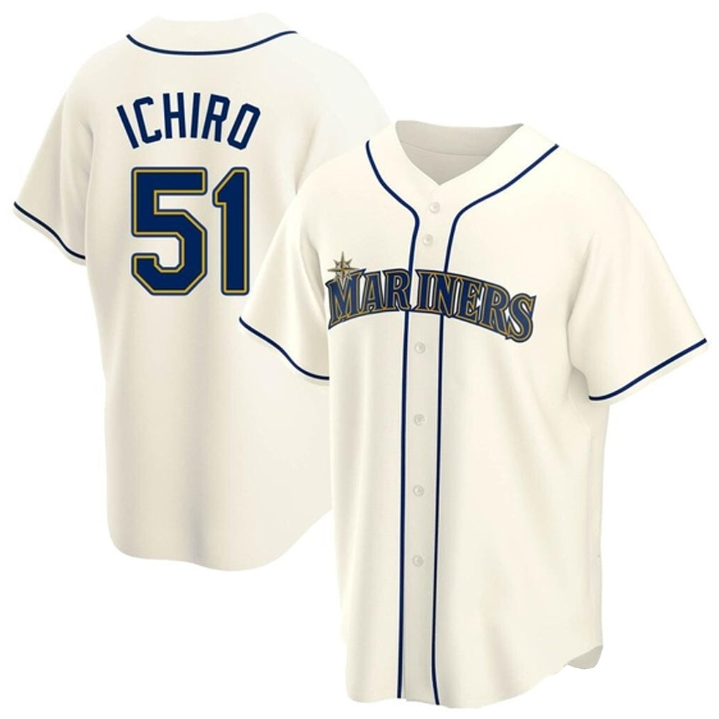 Ldoa S.Mariners #51 Ichiro Suzuki Player Cream Home Game Stitched Jerseys