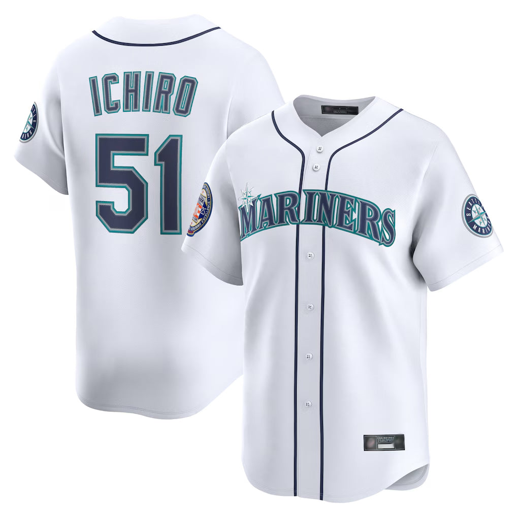 Ldoa S.Mariners #51 Ichiro Suzuki Player White 2025 National Hall of Fame Home Limited Stitched Jerseys