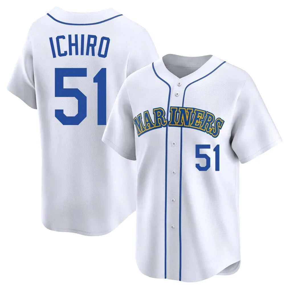 Ldoa S.Mariners #51 Ichiro Suzuki Player White Pitch Fashion Game Stitched Jerseys