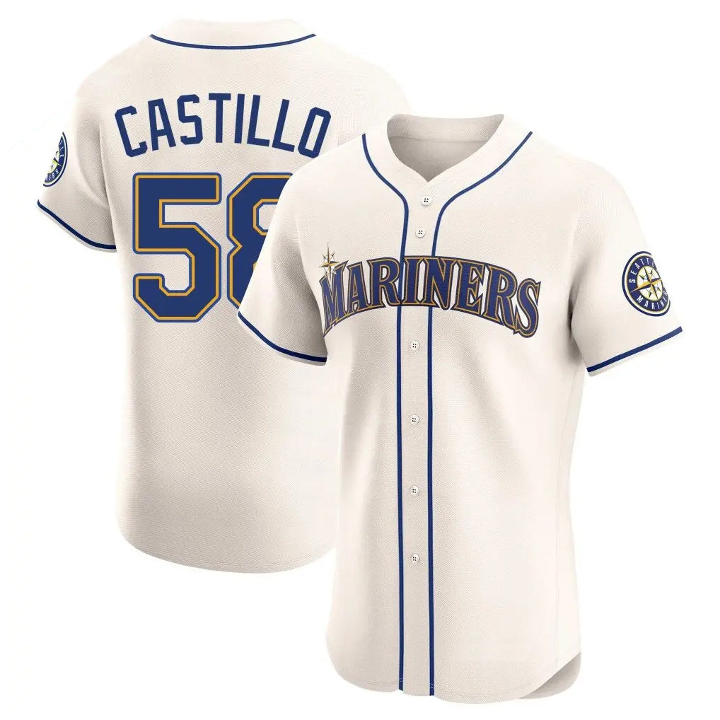 Ldoa S.Mariners #58 Luis Castillo Player Cream Home Limited Elite Stitched Jerseys