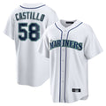 Ldoa S.Mariners #58 Luis Castillo Player White Home Game Stitched Jerseys