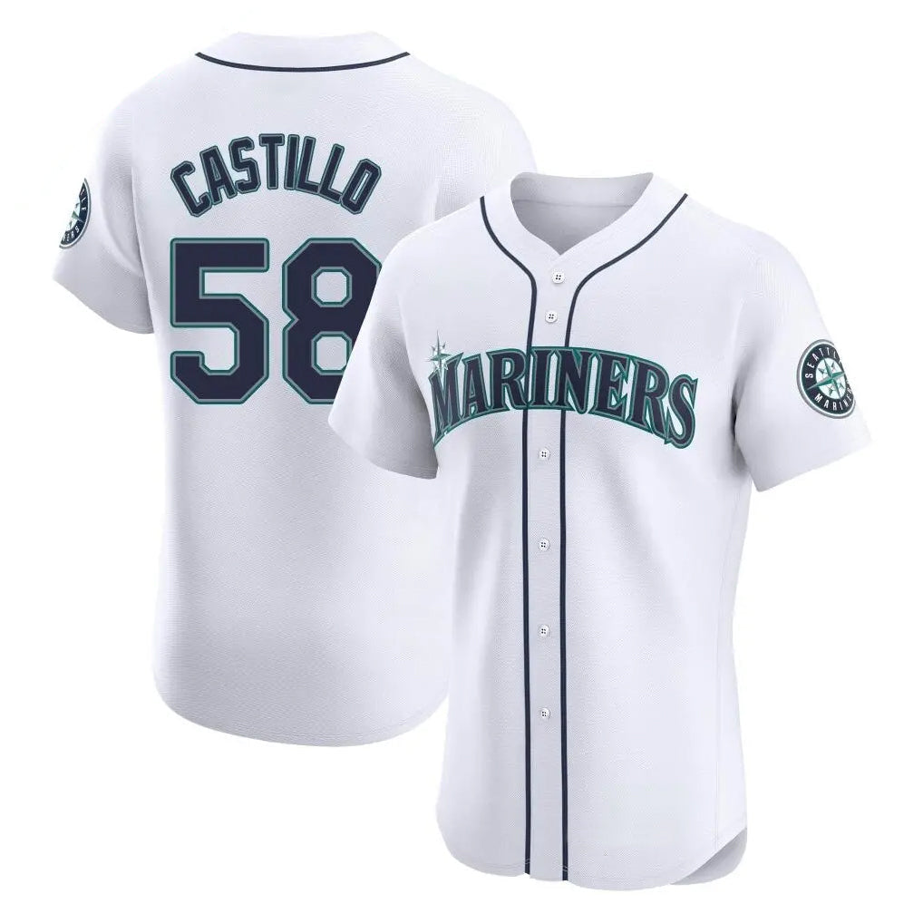 Ldoa S.Mariners #58 Luis Castillo Player White Home Limited Elite Stitched Jerseys