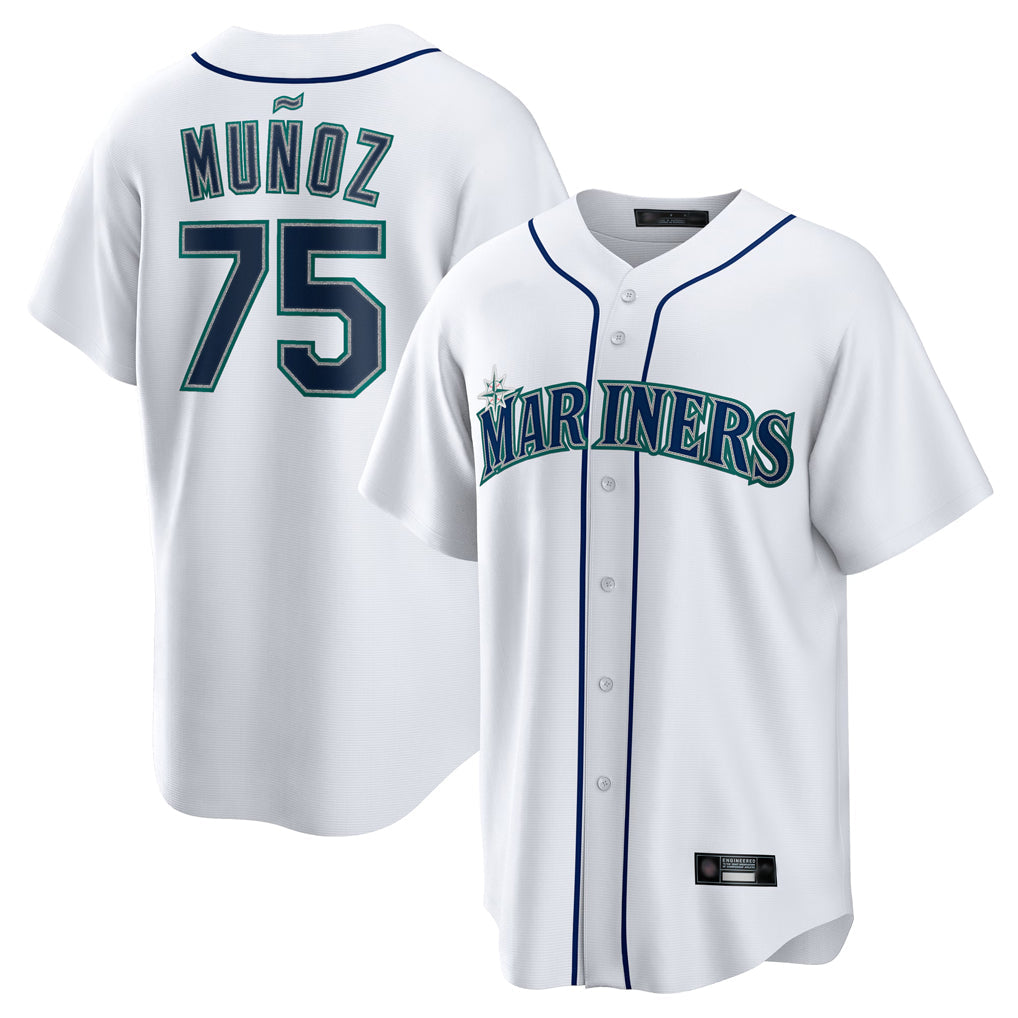 Ldoa S.Mariners #75 Andres Munoz Player White Home Game Stitched Jerseys