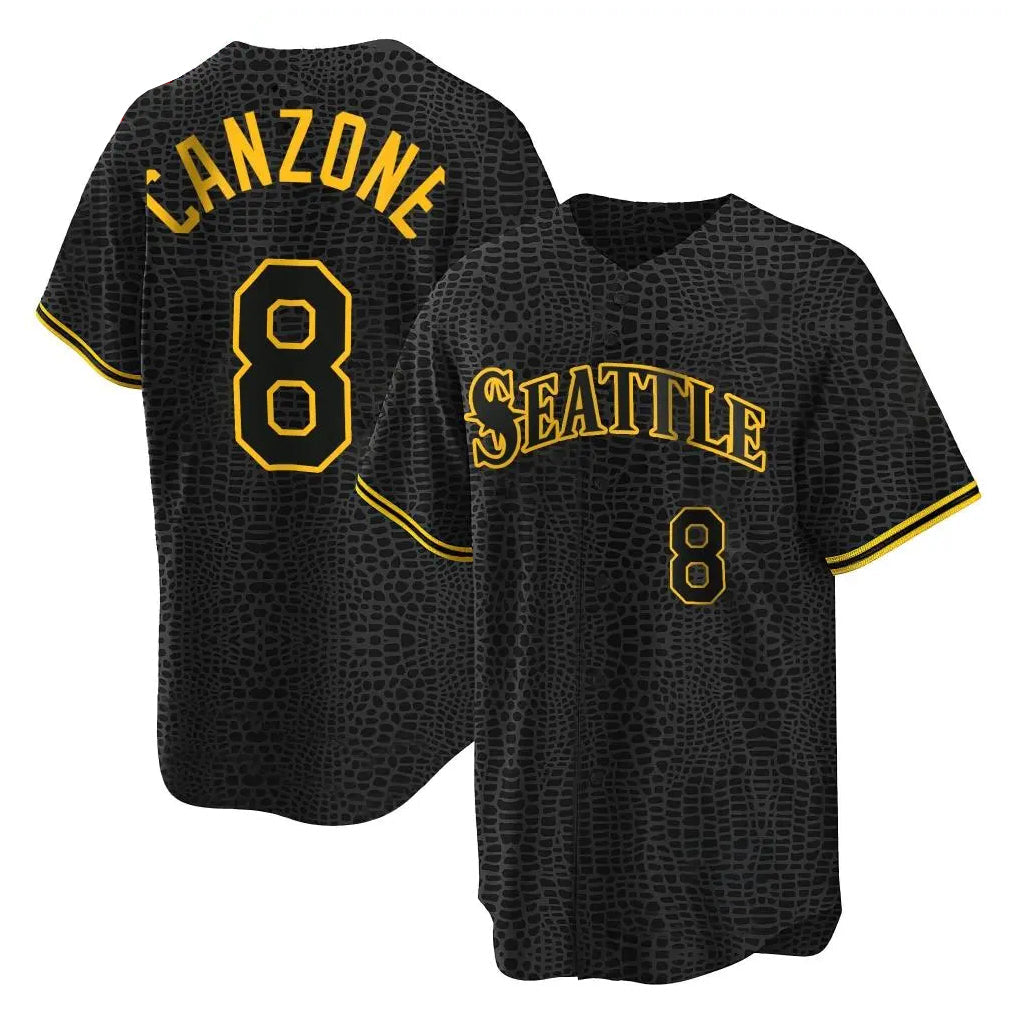 Ldoa S.Mariners #8 Dominic Canzone Player Black Snake Skin City Home Limited Stitched Jerseys
