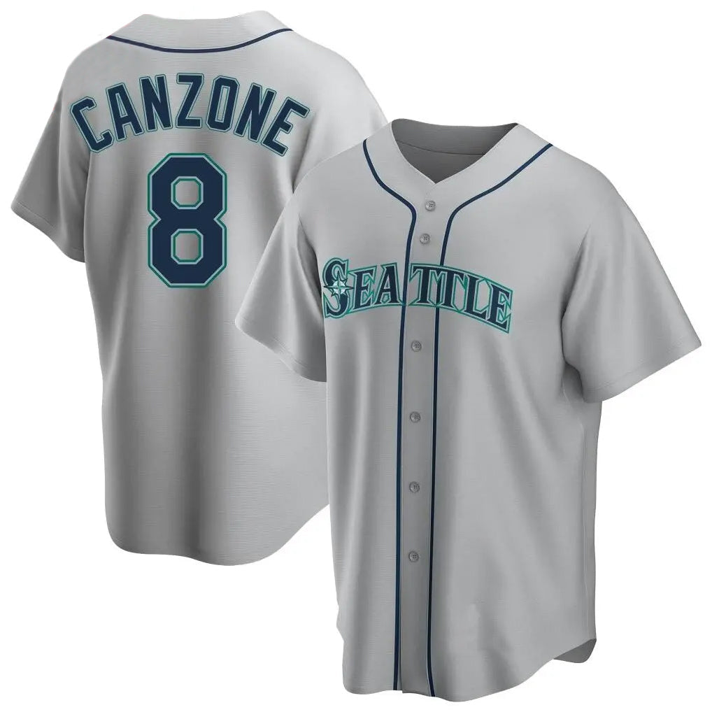 Ldoa S.Mariners #8 Dominic Canzone Player Gray Home Game Stitched Jerseys