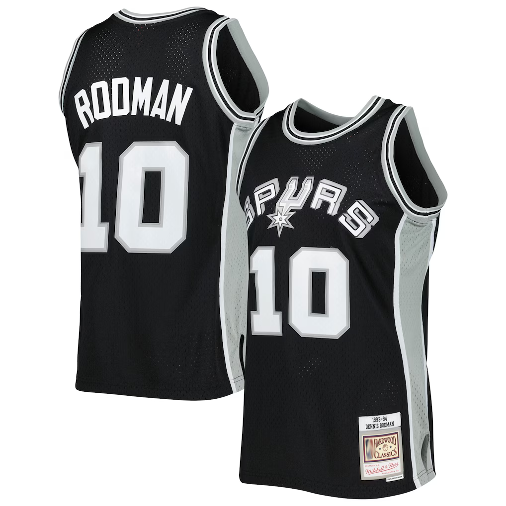 Ldoa SA.Spurs #10 Dennis Rodman Mitchell & Ness Black 1993-1994 Hardwood Classics Swingman Jerseys