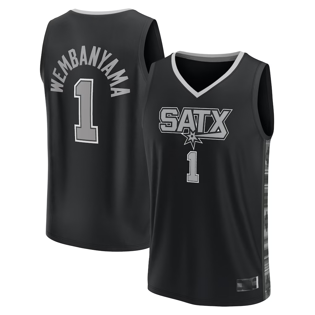 Ldoa SA.Spurs #1 Victor Wembanyama Fanatics Black Fast Break Player Jerseys - Statement Edition