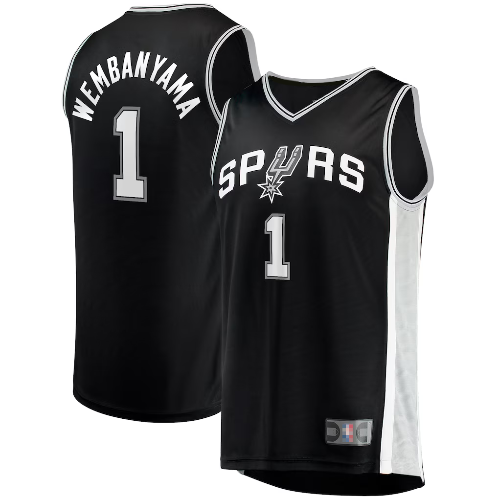 Ldoa SA.Spurs #1 Victor Wembanyama Fanatics Black Fast Break Replica Jerseys - Icon Edition