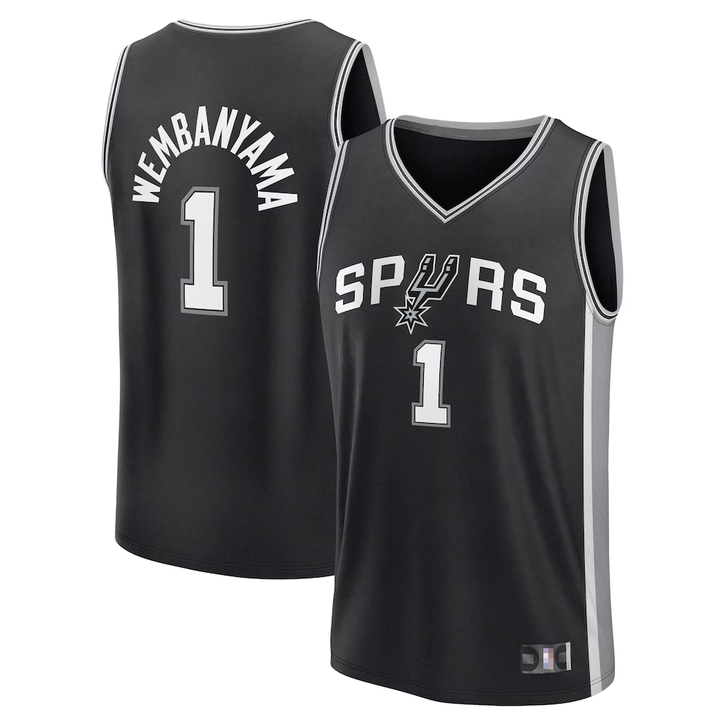 Ldoa SA.Spurs #1 Victor Wembanyama Fanatics Black Fast Break Replica Player Jerseys - Icon Edition