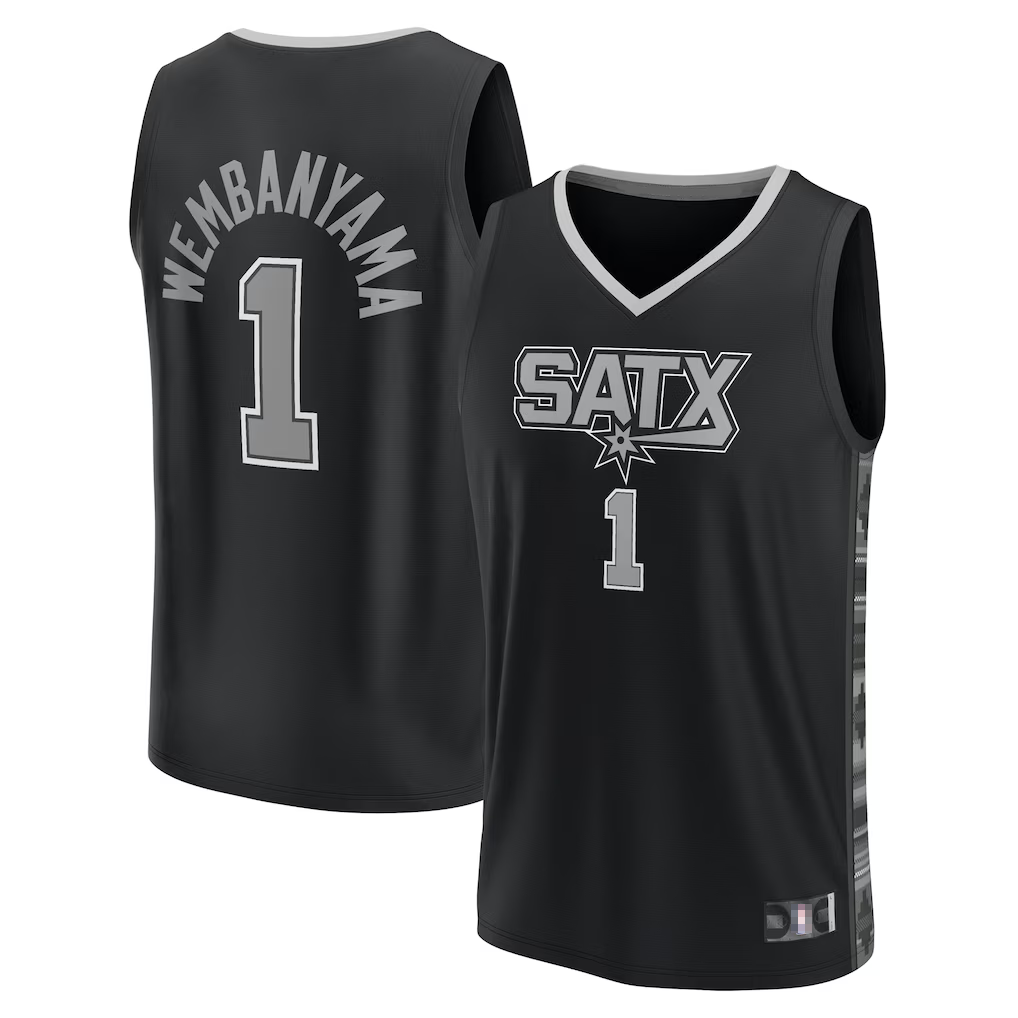 Ldoa SA.Spurs #1 Victor Wembanyama Fanatics Black Fast Break Replica Player Jerseys - Statement Edition